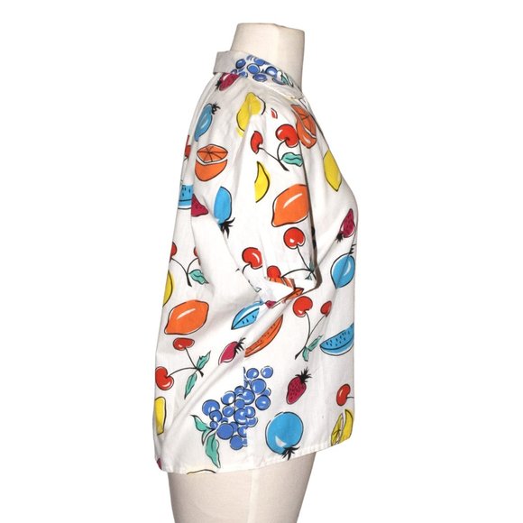 Vintage Sears Fruit Print Short Sleeve Button Front Shirt  Size 8 - Picture 2 of 6